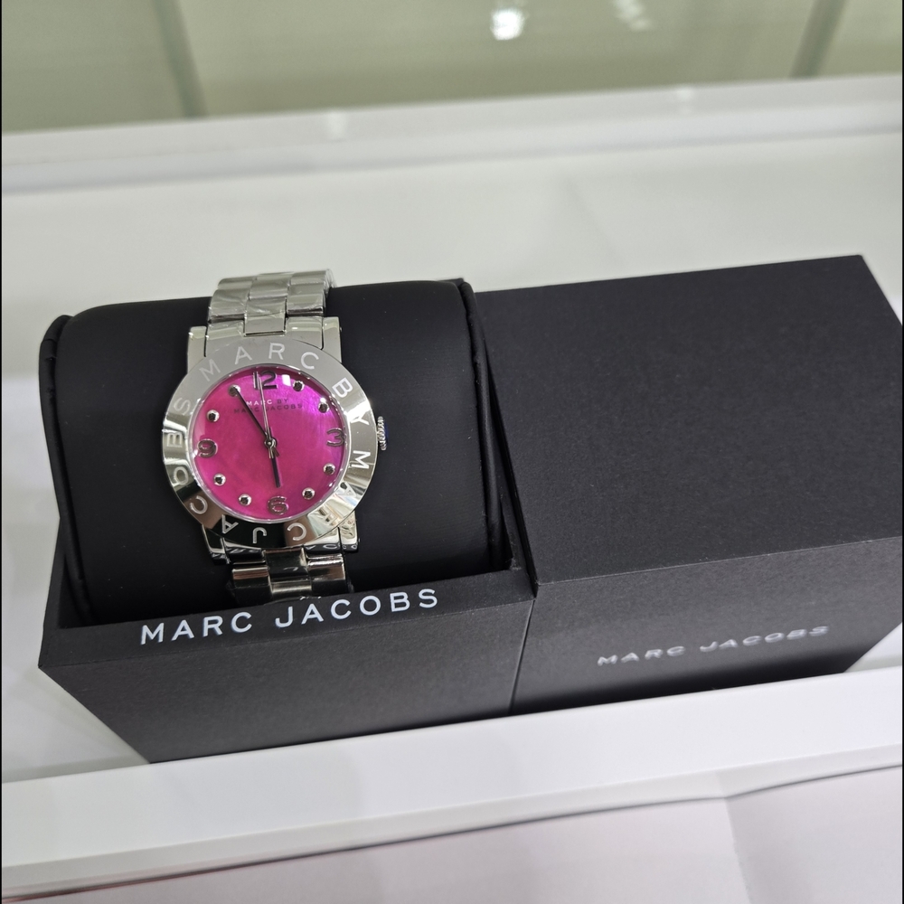 Marc Jacobs Pink Dial Silver Bracelet Watch